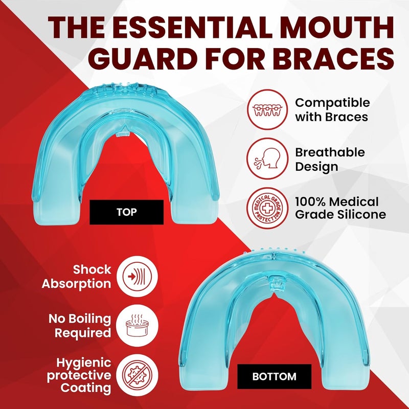 SAFE GRIN SafeGrin Blue Mouth Guard for Braces for Sports - Premium Silicone Teens & Youth Upper & Lower Teeth Protection for Sports - Football, Lacrosse, Hockey, Baseball - Image 5